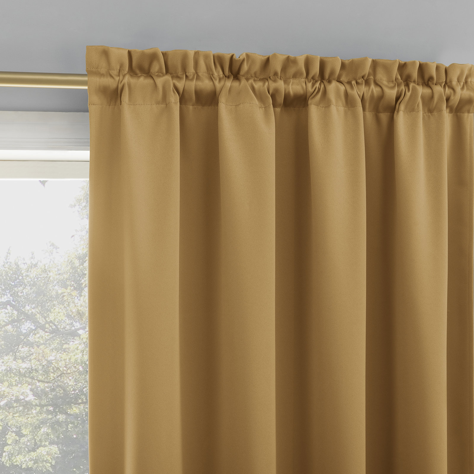  Thermal Blackout Rod Pocket Curtain Panel, 40" W x 63" L, Gold