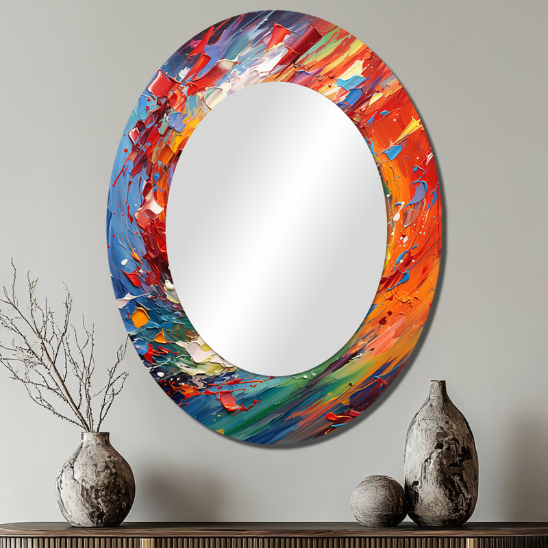Abstrait Soccer Energy - Miroir mural multicolore, 40 po x 30 po