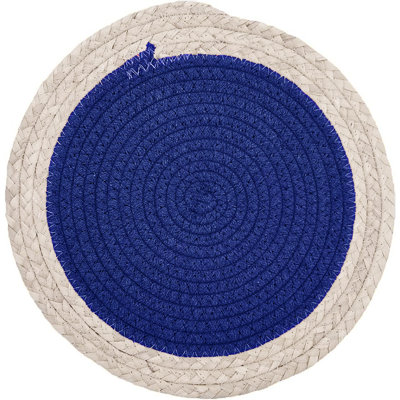 Napperon ultra-épais tissé rond en coton naturel résistant à la chaleur - 9 po x 9 po