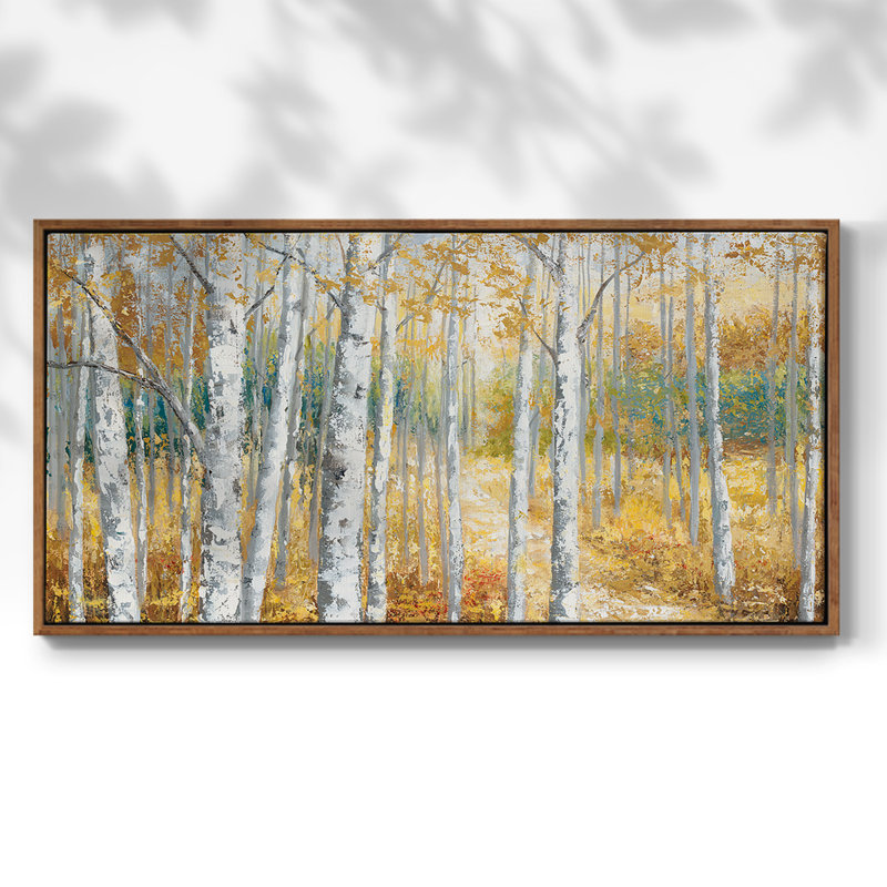 Birch Path II - Toile tendue avec châssis encadré - Prêt à être accroché, H 25 po x l 49 po, Noyer