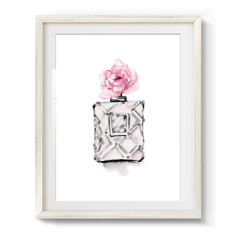 Perfume Bottle -Framed Print, 25.5" H x 17.5" W, White