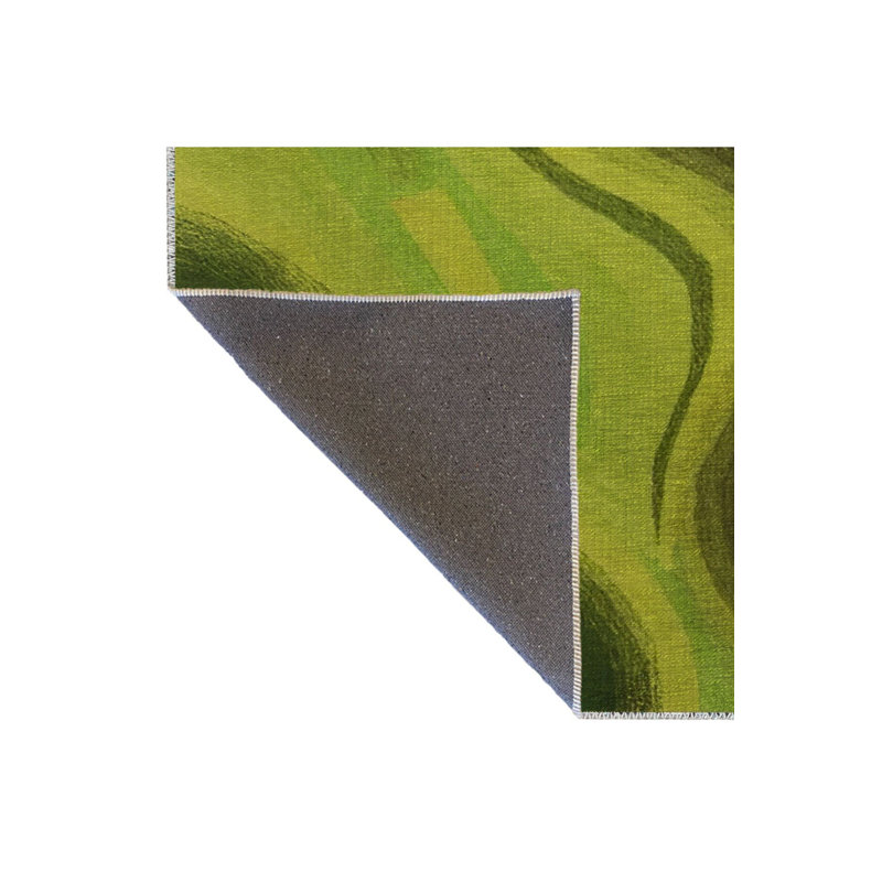 Tapis décoratif lavable à la machine vert à motif ondulé vert moderne, Rectangle 5 pi 1 po x 7 pi 7 po