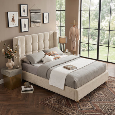 Lit plateforme tapissier avec rangement Hampton