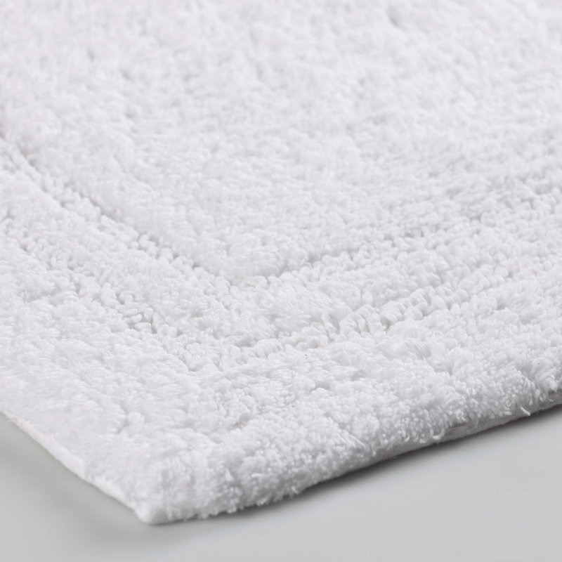 Ensemble de tapis de salle de bain antidérapant en coton 2 pièces Sandcliff, Blanc uni
