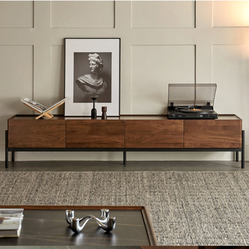 Modern Simple Style Black Walnut TV Stand, 72.83"