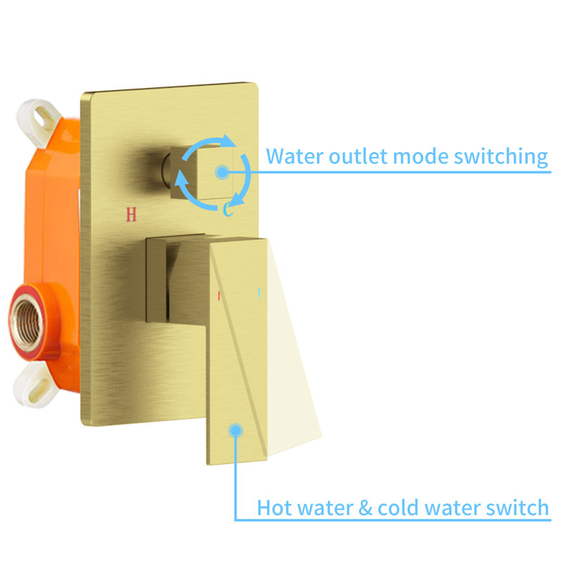 Robinet de douche avec valve brute, Or brossé