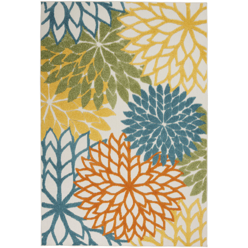 Armone Machine Woven Floral Indoor / Outdoor Area Rug, Rectangle 7'10" x 10'6"