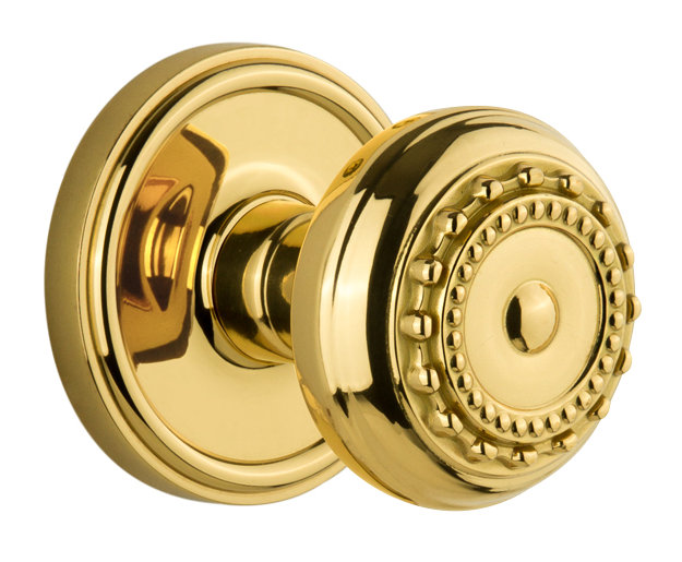 Grand faux Georgetown rosette double avec bouton de porte Parthénon, Laiton intemporel