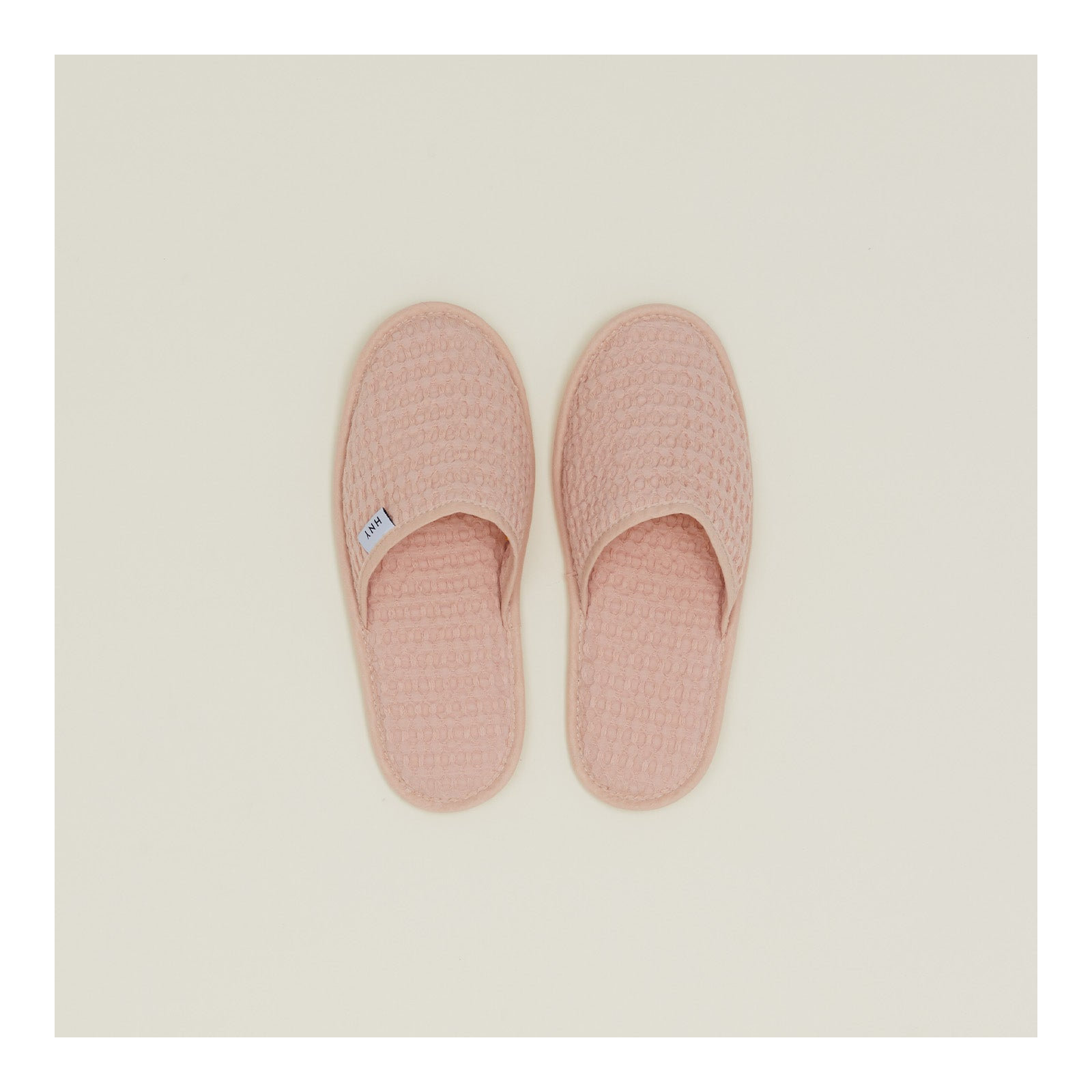 Simple Cotton Waffle Slippers, Large, Blush