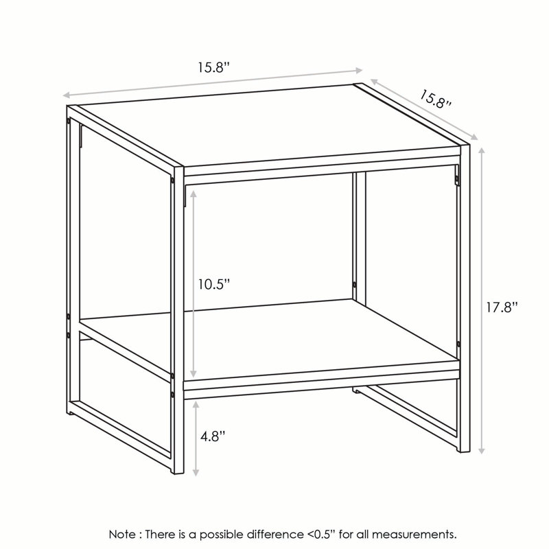 Schkyra Industrial Style Metal Frame Side Table with Storage, Americano