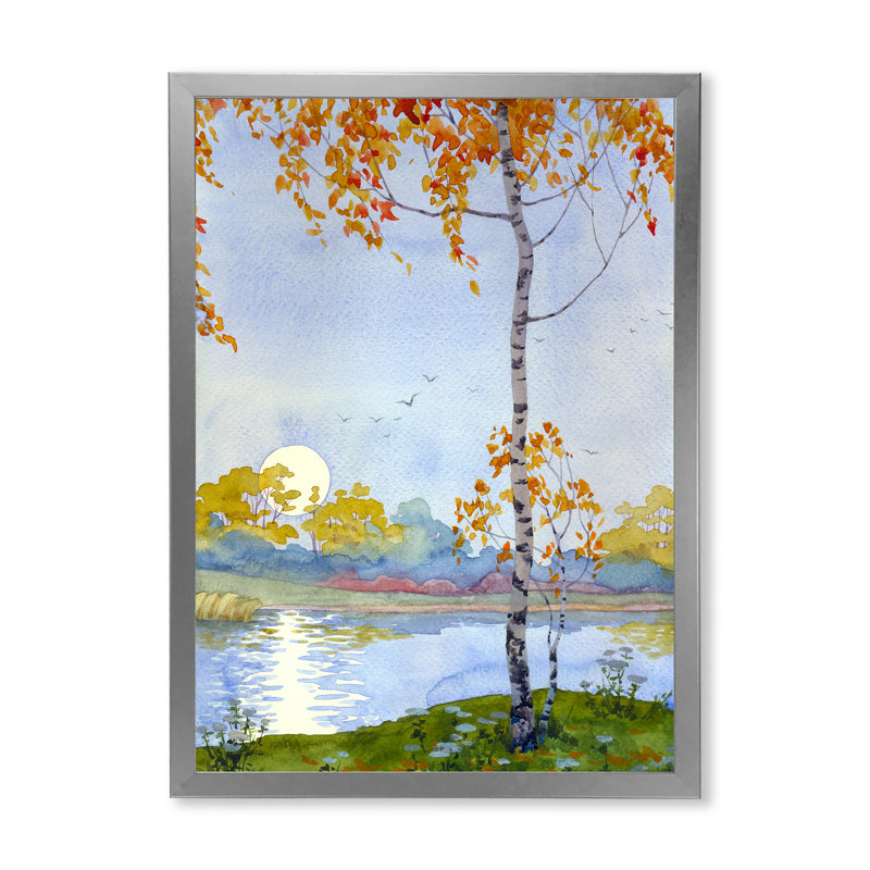Automne mélancolie - peinture, Cadre photo argenté, H 40 po x l 30 po x P 1,5 po