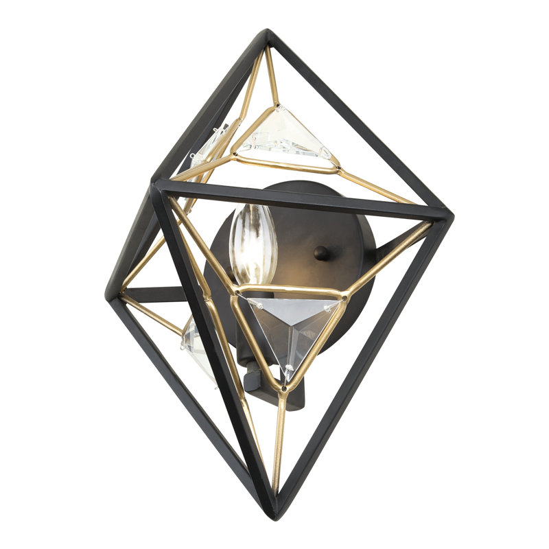 Matte Black and Gold Geometric Wall Sconce