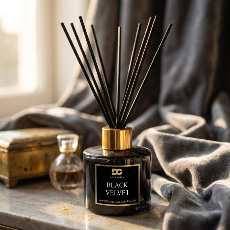 Black Velvet Reed Diffuser Set Black
