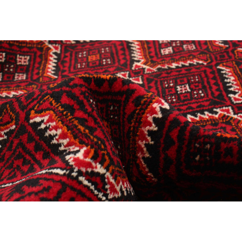 Tapis unique rouge de style années 1990 de 3 pi 2 po x 6 pi 3 po