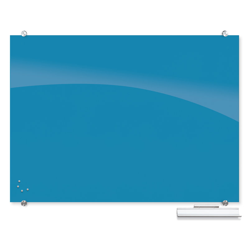 Tableau effaçable mural en verre Visionary, Bleu, H 35,43 po x L 47,24 po