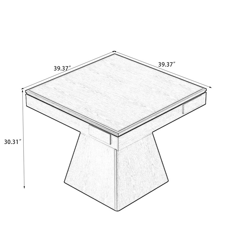 Black Square Solid Wood Poker Table, 30.31" H x 39.37" W x 39.37" D