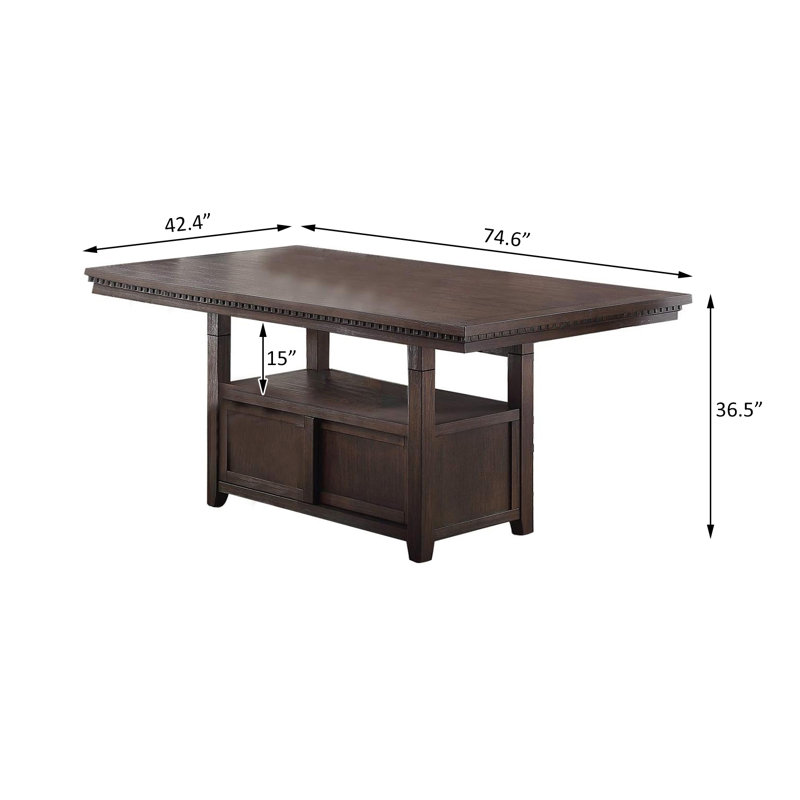 Ekain Rectangular Counter Height Table with Storage