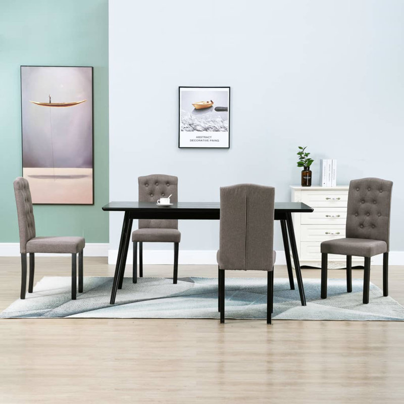 Dining Chairs Accent Side Chair with Solid Wood Legs for Kitchen, Taupe, 4