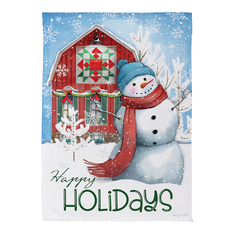 Drapeau de maison festive en bonhomme de neige en daim