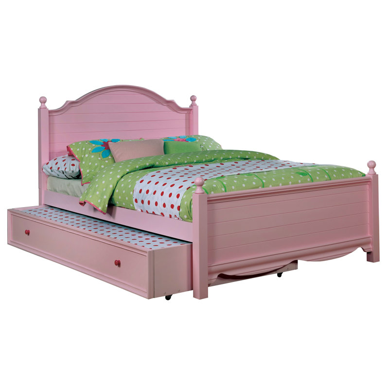 Lit gigogne en bois massif Cardy, Rose