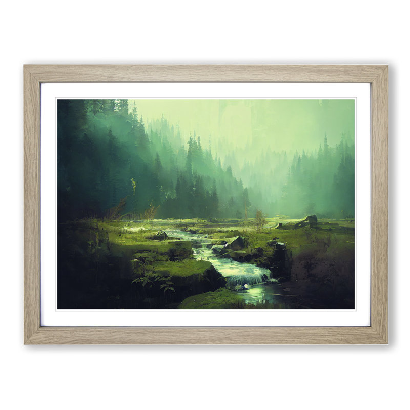 Astonishing Forest Stream - Single Picture Frame Print, Oak Framed, 46cm H x 64cm W x 2cm D