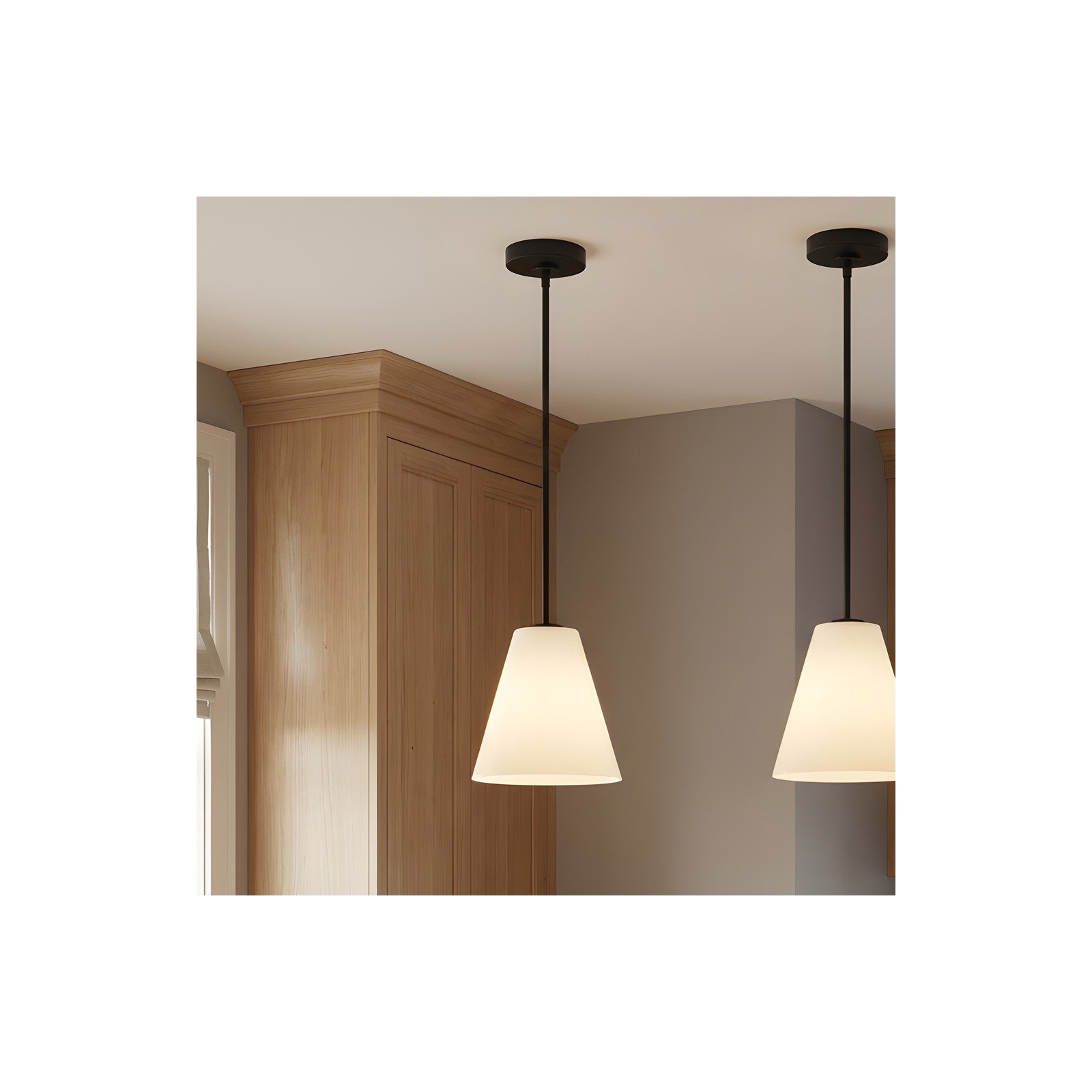 Hayden One Light Pendant, Midnight Black, White