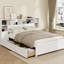 Twin White Storage Bed With Tall Bookcase Headboard, Six Large Drawers And Charging Function, Great For Teens' Bedroom Wooden Extended Storage, Point, Functional Any