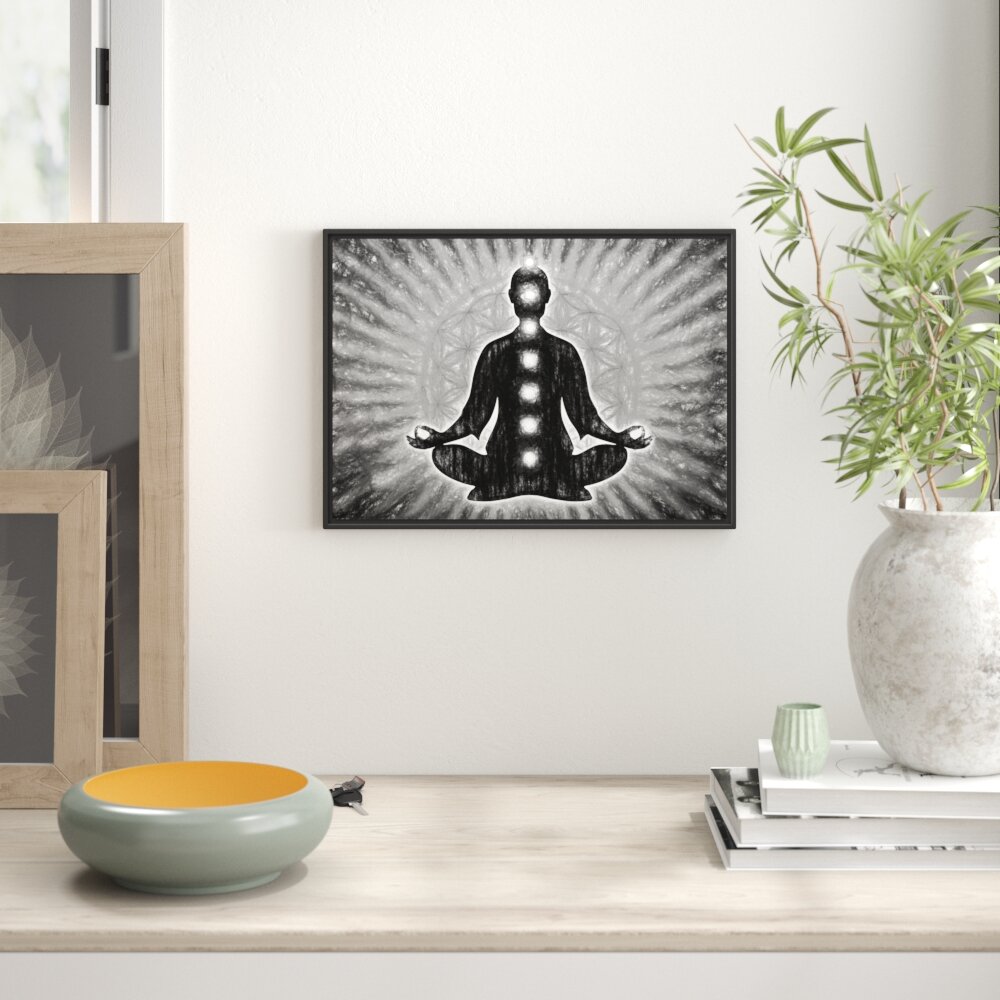 Gerahmtes Wandbild Meditation mit den Chakren