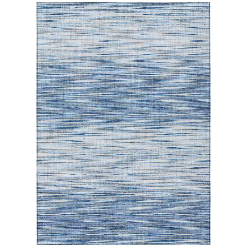 Tapis intérieur lavable abstrait bleu marine et bleu ciel HomeRoots 5 pi x 8 pi