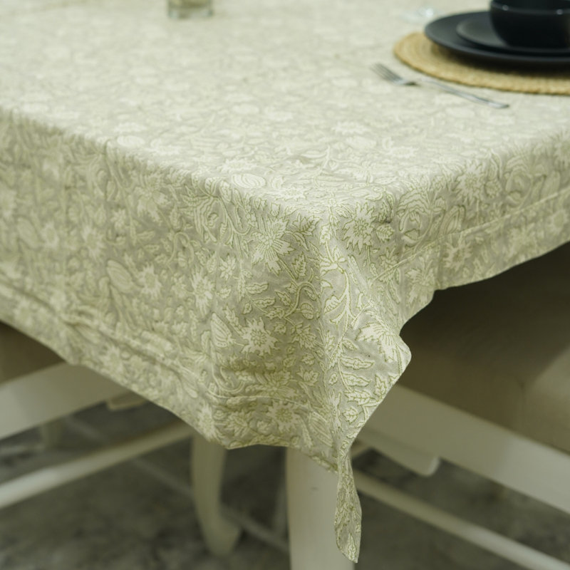 Red Barrel Studio 60X60 Handmade Block Print Dining Tablecloth for Stylish Homes,Manikarnika(4 Seater), 160" Rectangle