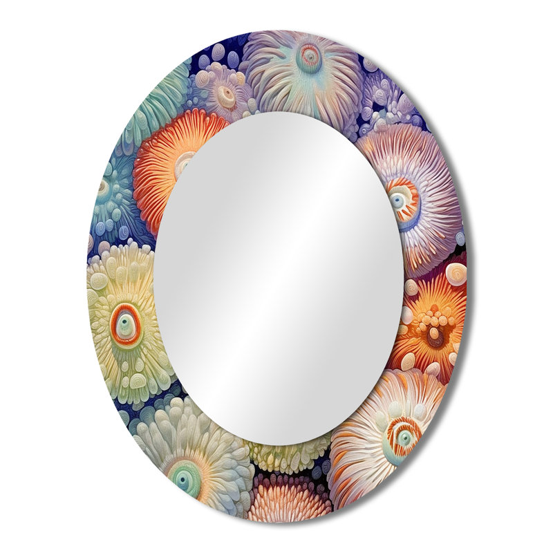Magnifique miroir mural ovale orange, 43 po x 33 po