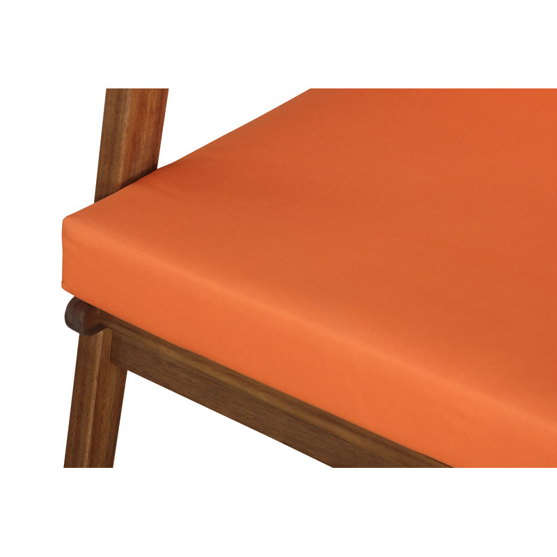 4 - Person Solid Acacia Wood Outdoor Seating Group with Cushions, Orange