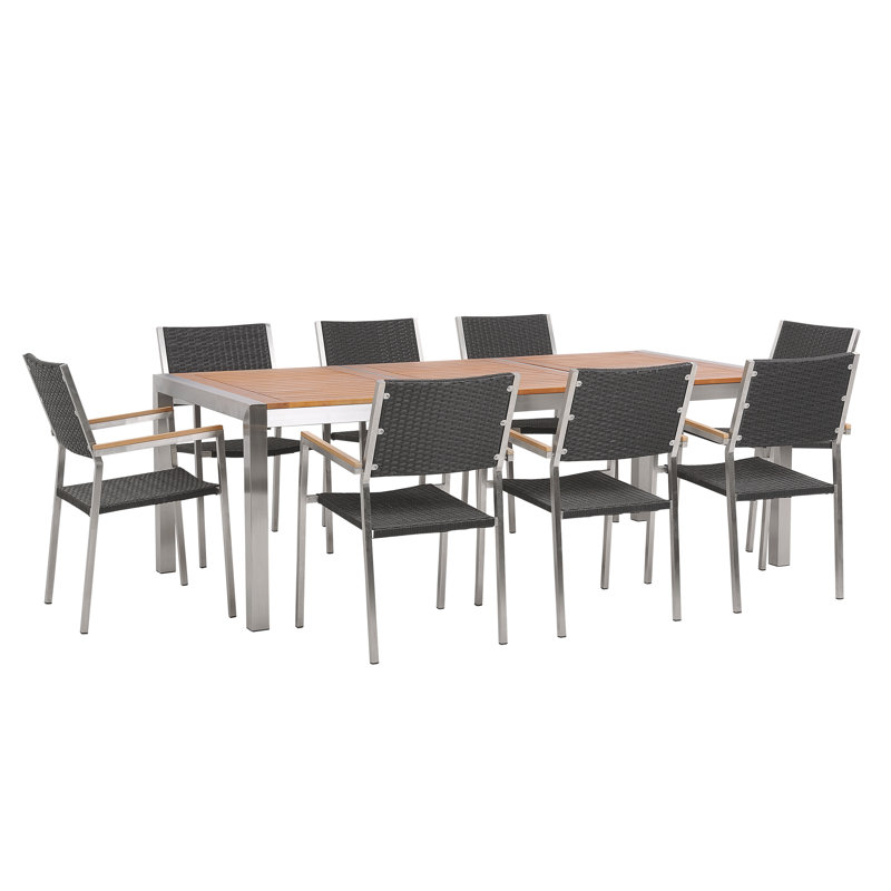 Lothen 8 - Person Patio Dining Set with Rectangular Table , Cushions Included
