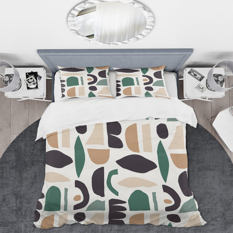 Ensemble de housse de couette en microfibre Quenterrel, Housse de couette simple + 1 taie décorative stan