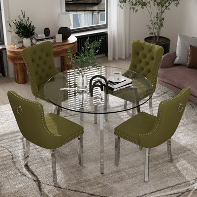 Round Glass Dining Table Set