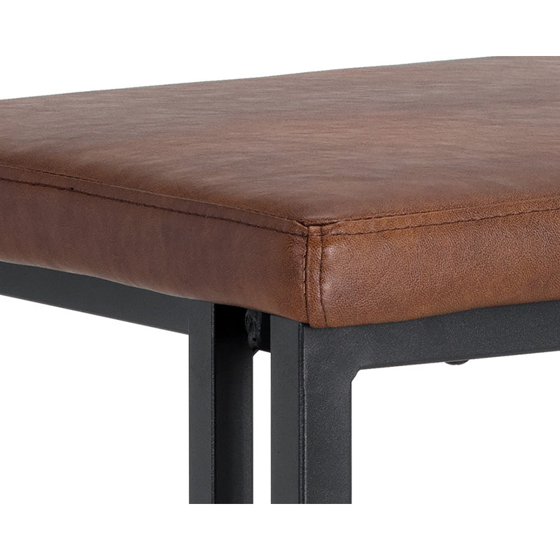 Boone Upholstered Stool with Metal Frame, Bar Stool (30" Seat Height), Tan Faux Leather