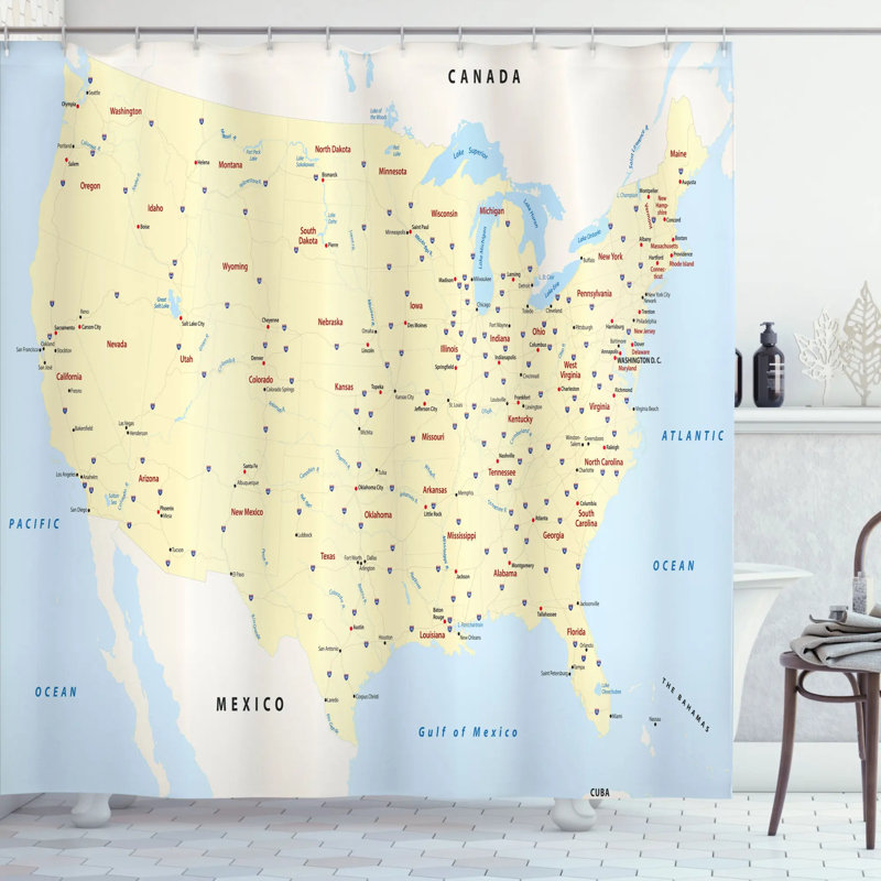 Shower Curtain with Hooks Included, 69" H x 105" W