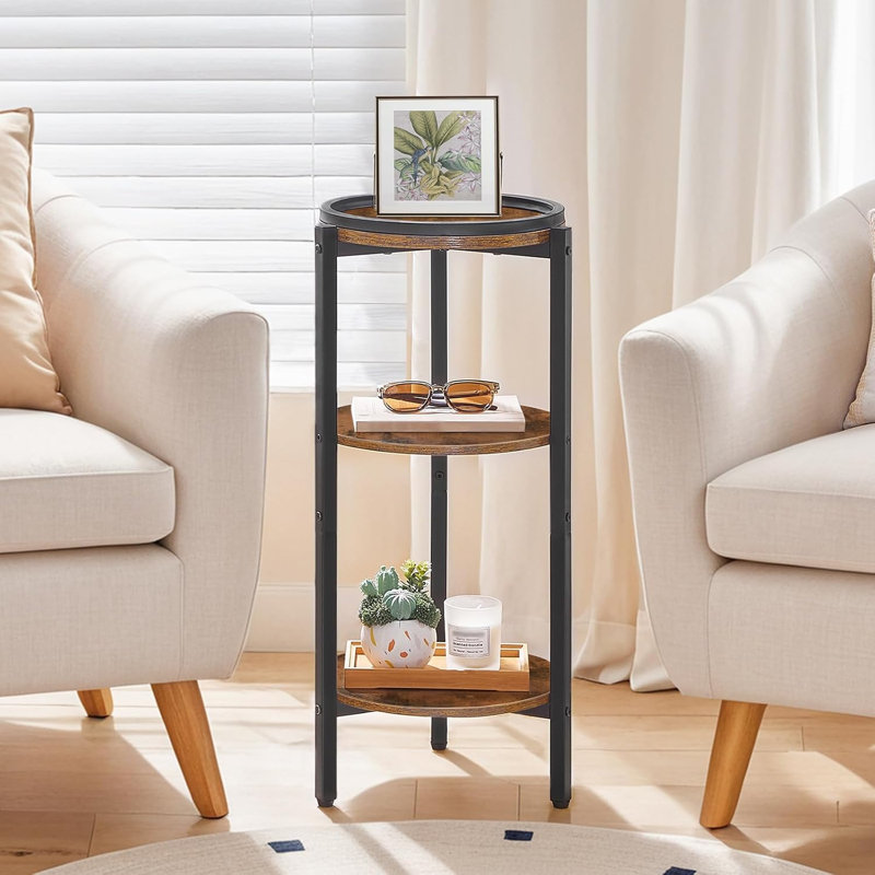 Petite table d'appoint ronde, table basse haute à 3 niveaux pour canapé, table de chevet mince, table de bout décorative circulaire pour salon, coin, chambre à coucher