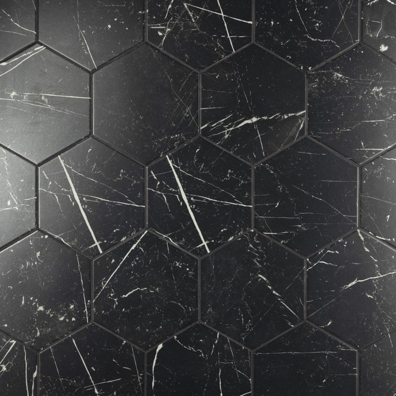 Timeless Hex Marquina 8-5/8 x9-7/8 Porcelain Singular Tile Wall & Floor Tile