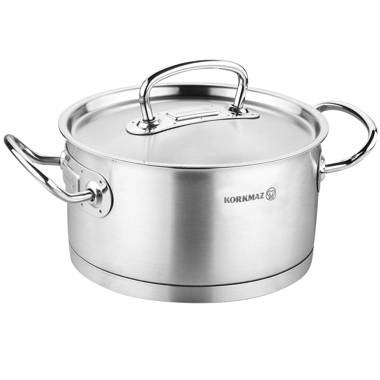 Gourmet by Bergner - 5 qt Stainless Steel Dutch Oven with Vented Glass Lid, 5 Quarts, Polished, Size: 5qt