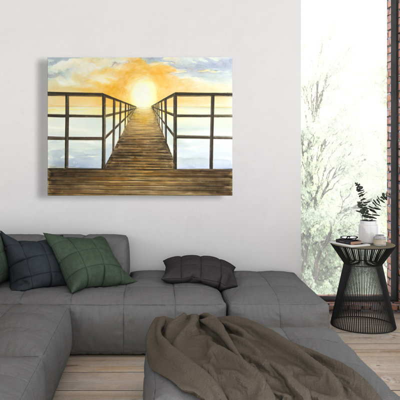 Coucher de soleil dans la mer - toile de plage côtière pour la décoration intérieure, 48" H x 36" W