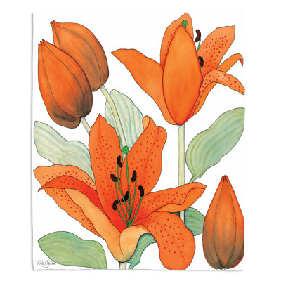 Couverture sherpa lillies doux orange