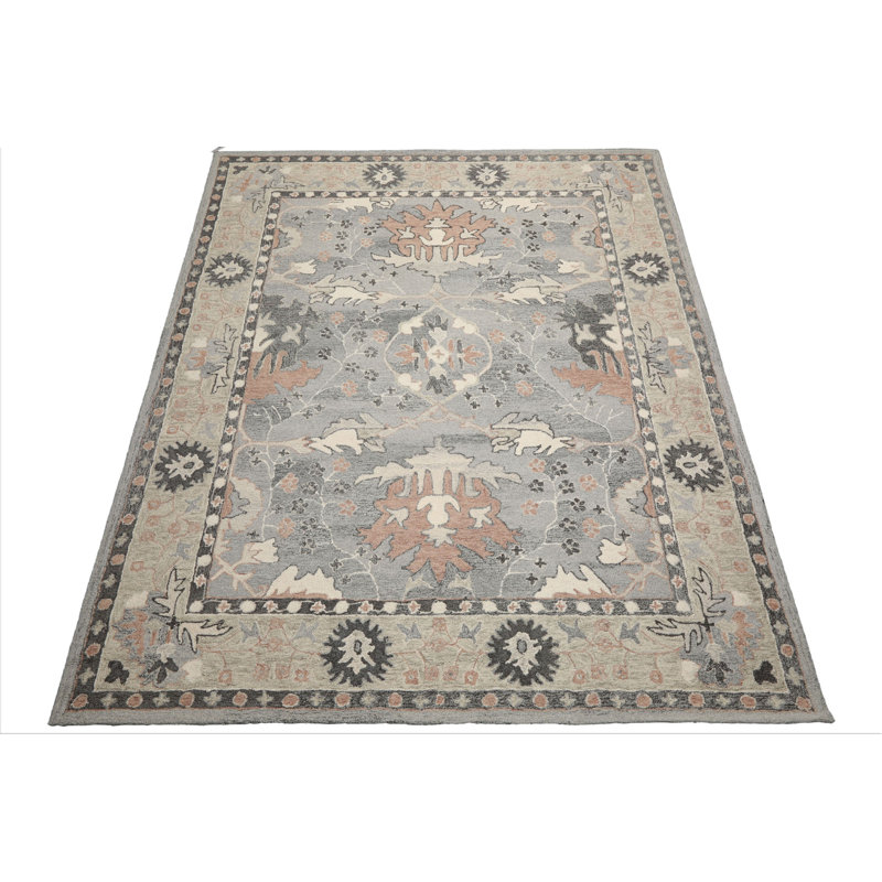 Tapis multicolore en laine crocheté à la main, Rectangle 5 pi x 8 pi