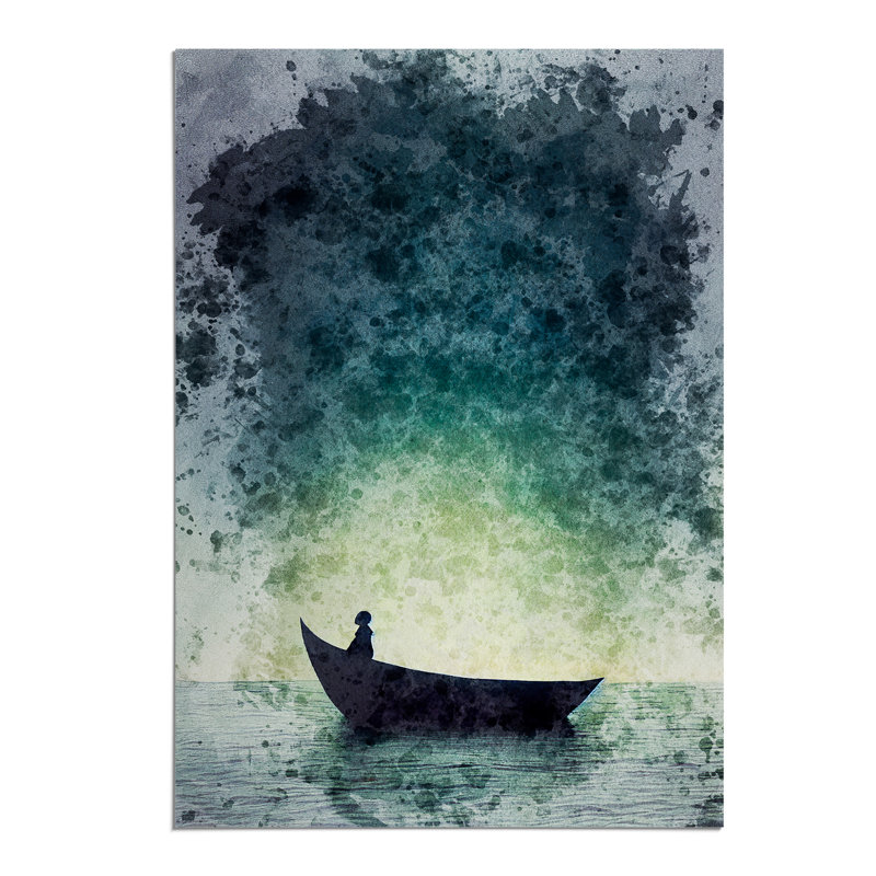 XV1022-491X Alone In A Boat - Print, 59.4cm H x 42cm W, Paper, No Matte