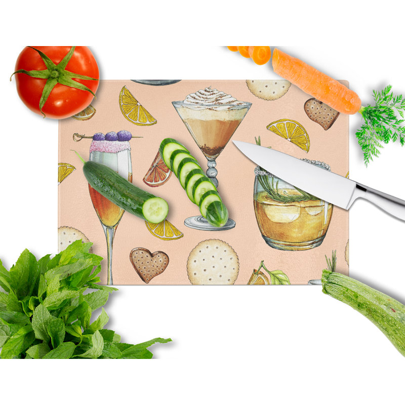 Planche à découper en verre à trésors et cocktails de pêche caroline, Pêche
