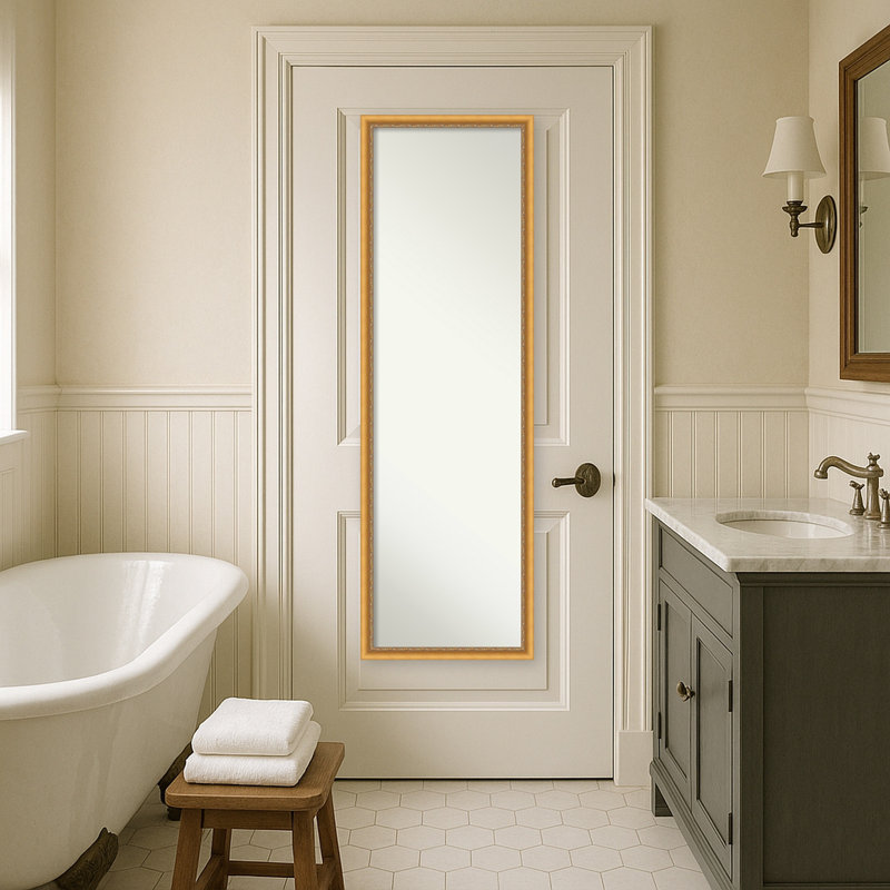 Miroir de porte en bois non biseauté, cadre doré Owen - miroir pleine longueur, miroir mural