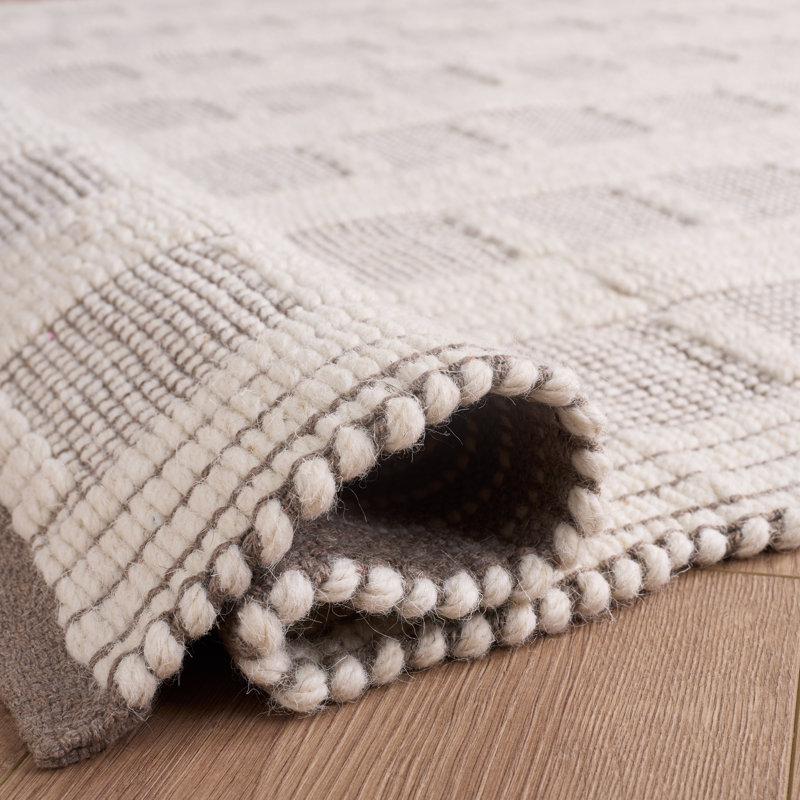 Vermont 951 Flatweave Wool/Cotton Geometric Rug in Brown/Ivory, Rectangle 6' x 9'