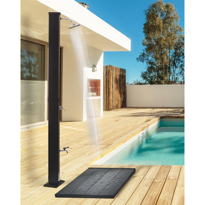 BUENOS Solar Powered Temperature Controlled Stainless Steel Free Standing Outdoor Shower and Footwash Spout