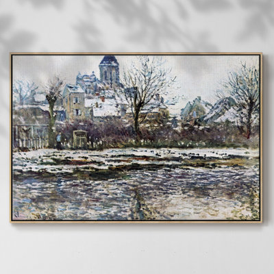 «Snow in Vetheuil», reproduction d'art encadrée sur toile par Claude Monet