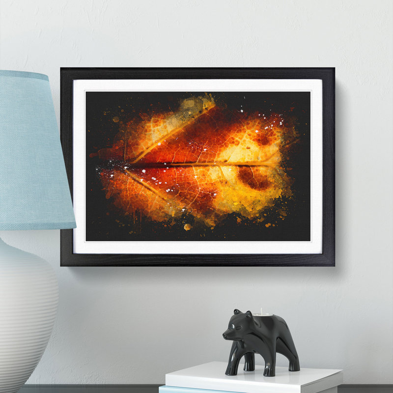 Leaf In The Autumn Paint Splash - Picture Frame Graphic Art, 33cm H x 45cm W x 2cm D, Black Framed